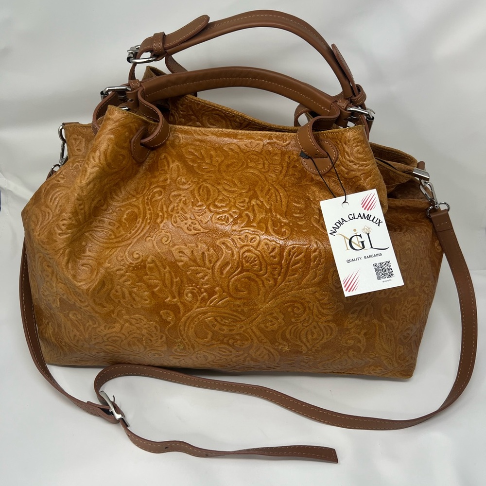 ISADORA ITALY  GENUINE Leather Large Bag Tote Purse - Picture 2 of 13